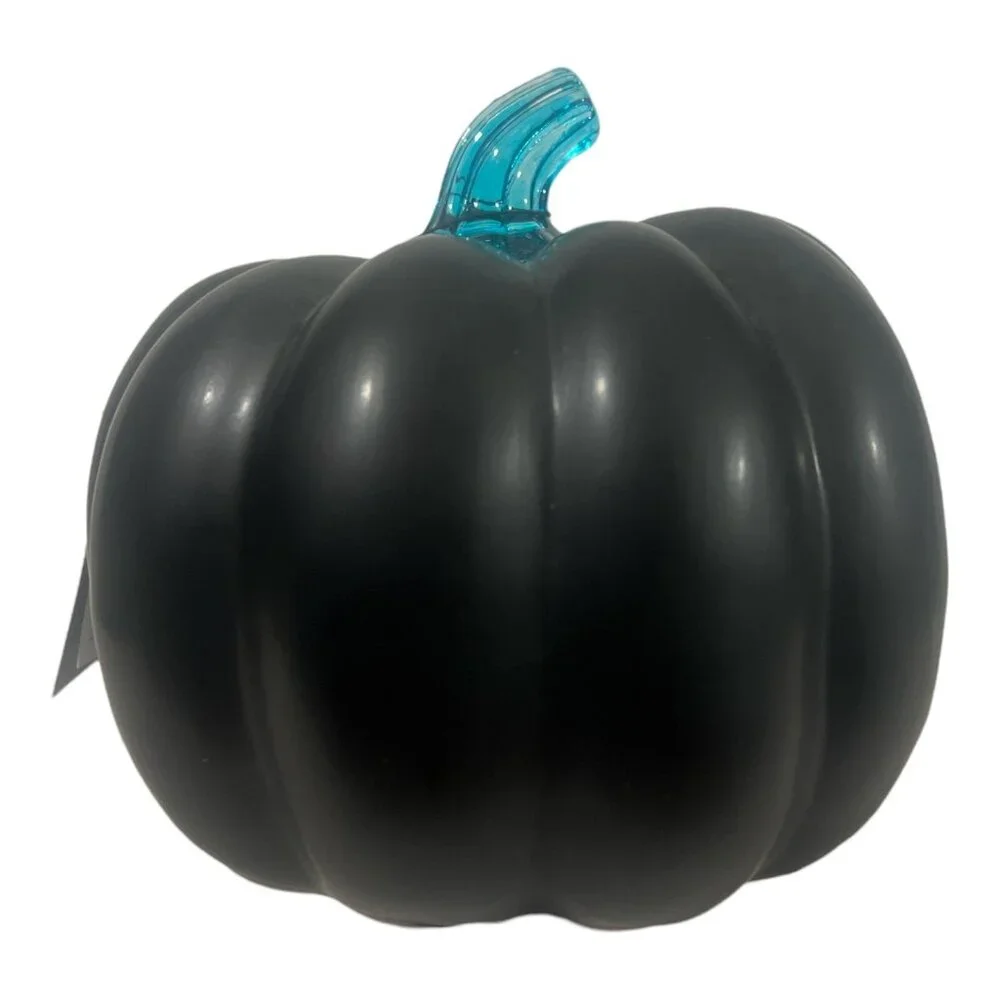CERAMIC JACK-O-LANTERN HALLOWEEN PUMPKIN LIGHT UP BLACK BLUE‎ NEW!!
